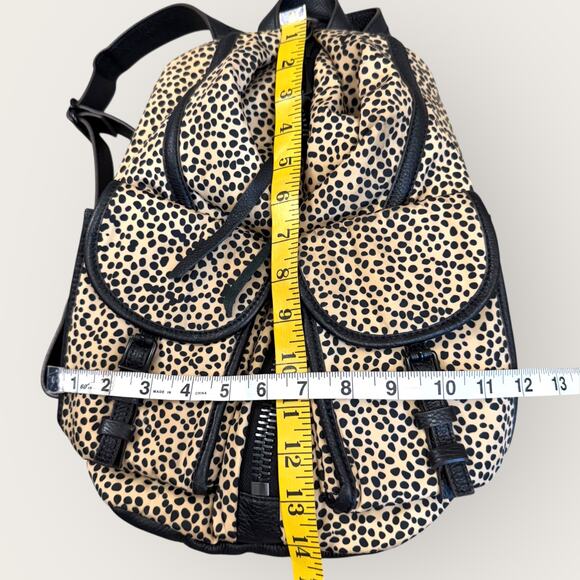 Aimee Kestenberg Nylon Leather Zip Up Backpack Shoulder Bag Beige Black Cheetah - Picture 9 of 11